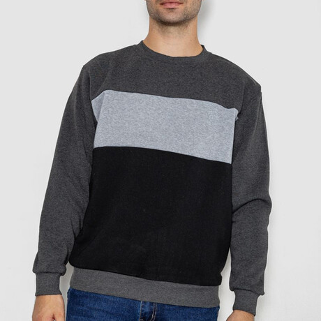 Crewneck Blocked Sweater // Dark Gray (M)