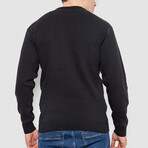 Crewneck Blocked Striped Sweater // Black (L)