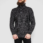 Half-Button Cableknit Sweater // Dark Gray Melange (XL)