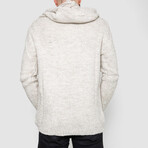 Horn Button-Up Hooded Cableknit Sweater // Light Beige (M)