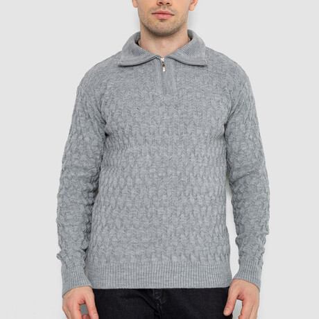 Half-Button Irish Moss Cableknit Sweater // Gray (M)