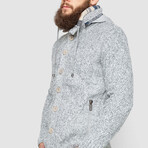 Button-Up Hooded Cableknit Sweater // Gray (XL)