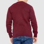 Crewneck Blocked Striped Sweater // Burgundy (XL)