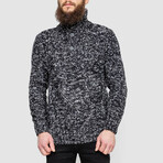 Half-Button Cableknit Sweater // Black Melange (M)