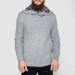 Half-Button Cableknit Sweater // Gray (XL)
