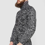 Half-Button Cableknit Sweater // Gray Melange (XL)