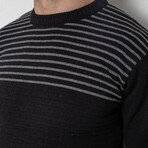 Crewneck Blocked Striped Sweater // Black (L)