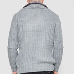 Half-Button Cableknit Sweater // Gray (XL)
