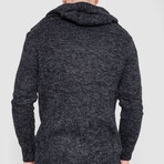 Horn Button-Up Hooded Cableknit Sweater // Beige (XL)