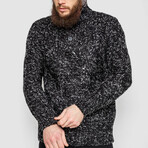 Half-Button Cableknit Sweater // Dark Gray Melange (XL)