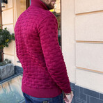 Turtleneck Cableknit Sweater // Burgundy (L)