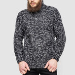 Half-Button Cableknit Sweater // Black Melange (M)