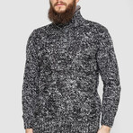 Half-Button Cableknit Sweater // Gray Melange (XL)