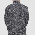 Half-Button Cableknit Sweater // Black Melange (M)