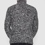 Half-Button Cableknit Sweater // Gray Melange (XL)