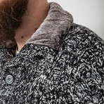 Half-Button Cableknit Sweater // Gray Melange (XL)