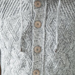 Button-Up Hooded Cableknit Sweater // Gray (XL)
