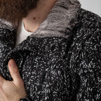 Half-Button Cableknit Sweater // Dark Gray Melange (XL)