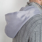 Half-Button Cableknit Hooded Sweater // Gray (XL)