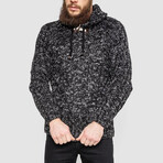 Hooded Cableknit Sweater // Black + Gray (M)