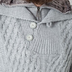 Half-Button Cableknit Sweater // Gray (XL)