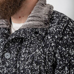 Half-Button Cableknit Sweater // Black Melange (M)