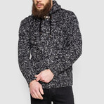 Hooded Cableknit Sweater // Black + White (XL)