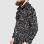 Hooded Cableknit Sweater // Black + Gray (M)