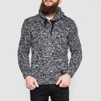 Hooded Cableknit Sweater // White + Black (XL)