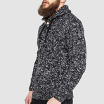 Hooded Cableknit Sweater // Black + White (XL)