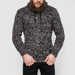 Hooded Cableknit Sweater // Brow + Black (M)