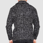 Hooded Cableknit Sweater // Black + Gray (M)