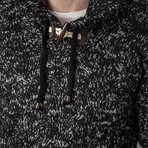 Hooded Cableknit Sweater // Black + Gray (M)