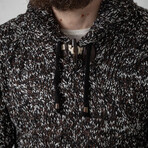 Hooded Cableknit Sweater // Brow + Black (M)