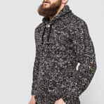 Hooded Cableknit Sweater // Brow + Black (M)