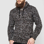 Hooded Cableknit Sweater // Brow + Black (M)