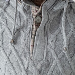 Half-Button Cableknit Hooded Sweater // Gray (XL)