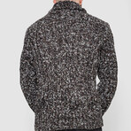 Hooded Cableknit Sweater // Brow + Black (M)