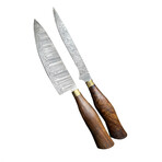 Damascus Kitchen Knife // 2 pcs Set