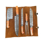 Hand Forged Damascus Steel Chef Knife // 5 pcs Set