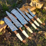 Damascus Kitchen Knife // 6 pcs Set