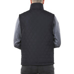 Striped Quilted Utility Vest // Dark Blue (S)