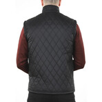 Striped Quilted Utility Vest // Black (S)