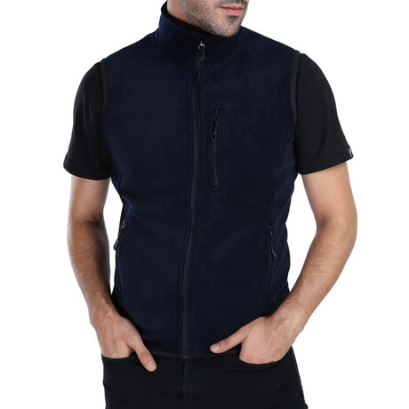 Multi-Pocket Fleece Vest // Dark Blue (S)