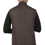 Striped Quilted Utility Vest // Brown (S)
