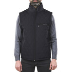 Striped Quilted Utility Vest // Dark Blue (S)