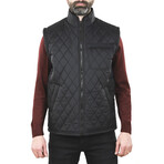 Striped Quilted Utility Vest // Black (S)