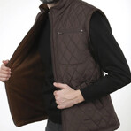 Striped Quilted Utility Vest // Brown (S)
