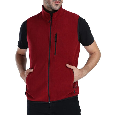 Multi-Pocket Fleece Vest // Burgundy (S)