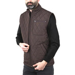 Striped Quilted Utility Vest // Brown (S)